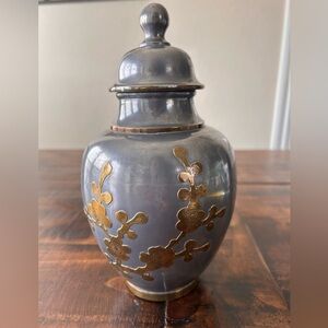Rare Vintage Heavy Pewter and Brass Ginger Jar Urn 7 1/2” By 5” Hong Kong